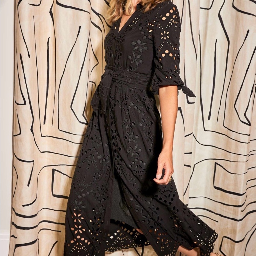 Lilly Pulitzer Amrita Eyelet Midi Dress in Black